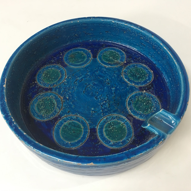 ASHTRAY, 1970s Italian - Blue Green Glazed